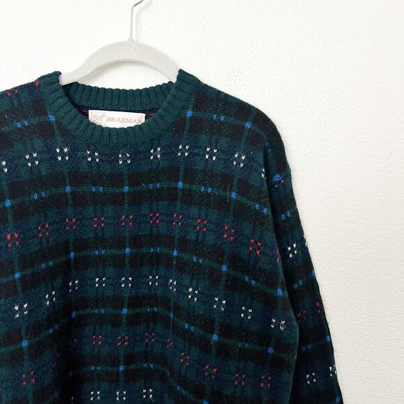 [Vintage] 90s Braemar Scottish Wool Geometric Crew Neck Sweater Size Medium M - Picture 8 of 10